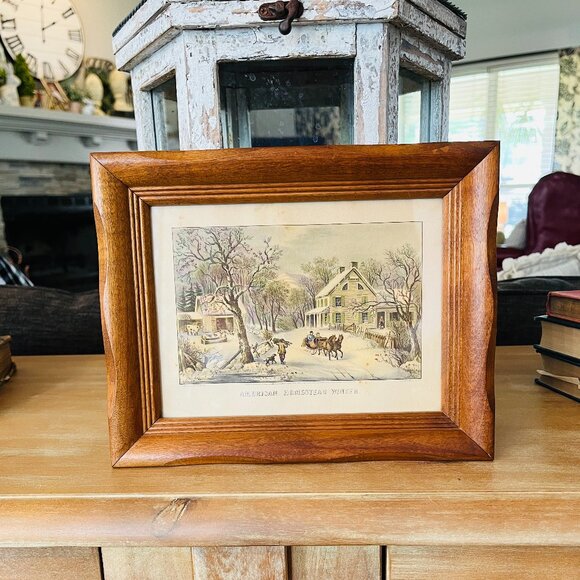 Vintage Other - Vintage "American homestead Winter" Currier & Ives framed picture.